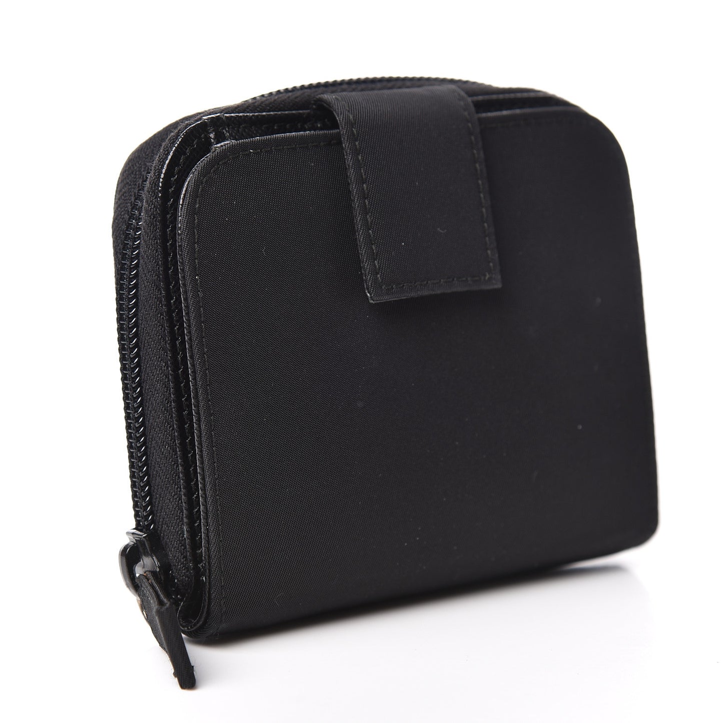 Tessuto Nylon Compact Zip Around Wallet Black