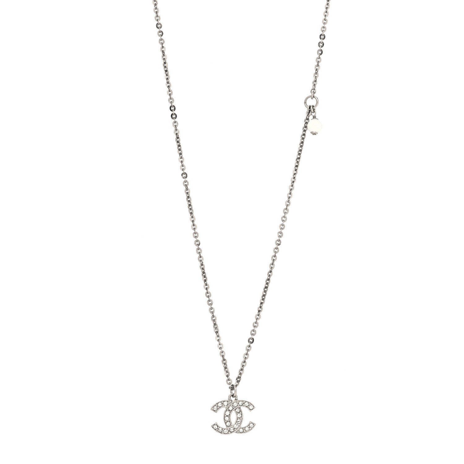 Chanel Crystal Timeless CC Necklace Silver 1 of 5