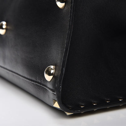 Valentino Garavani Vitello Rockstud Dome Shopper Black 9 of 16