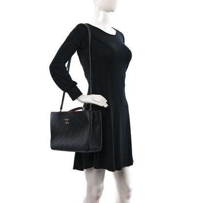 Chanel Bullskin Stitched Bi-Color Medium Shopping Tote Black 2 of 8