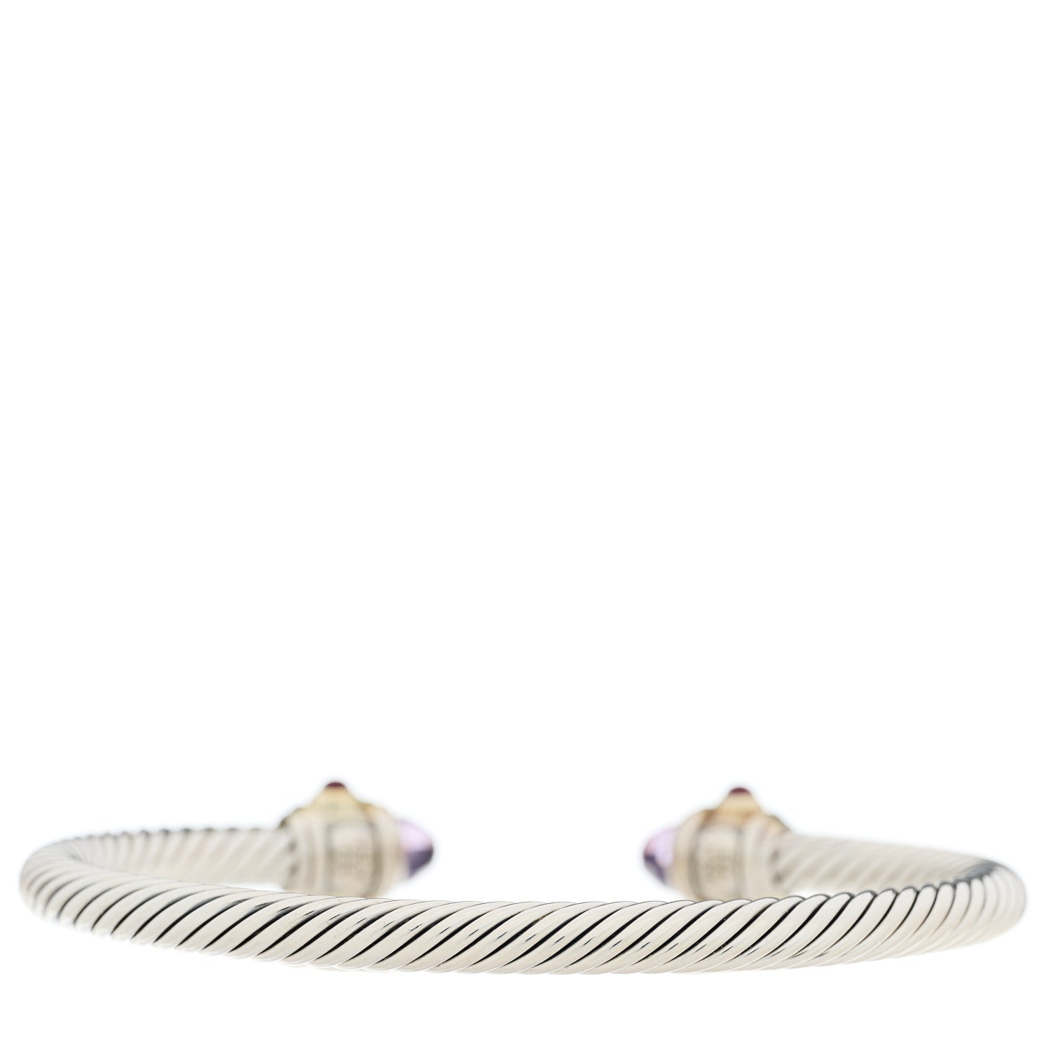 David Yurman Sterling Silver 14K Yellow Gold Amethyst Tourmaline Rhodolite 5mm Cable Renaissance Bracelet 2 of 3