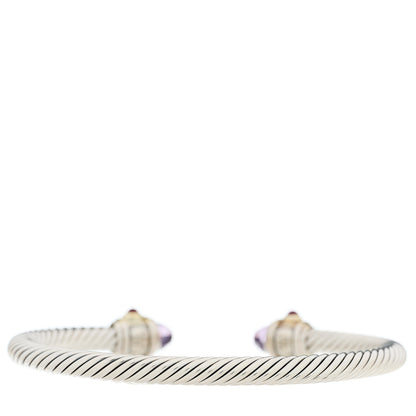 David Yurman Sterling Silver 14K Yellow Gold Amethyst Tourmaline Rhodolite 5mm Cable Renaissance Bracelet 2 of 3