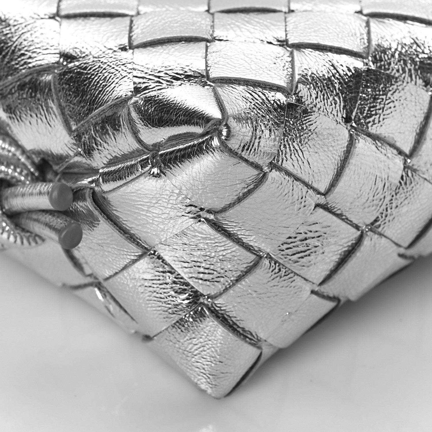 Bottega Veneta Metallic Calfskin Intrecciato Mini Loop Camera Bag Silver 8 of 9