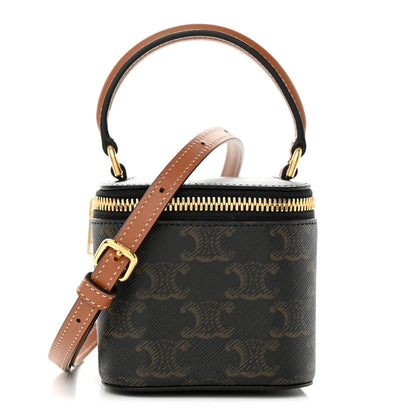 Celine Triomphe Canvas Calfskin Mini Vanity Case Tan 1 of 11