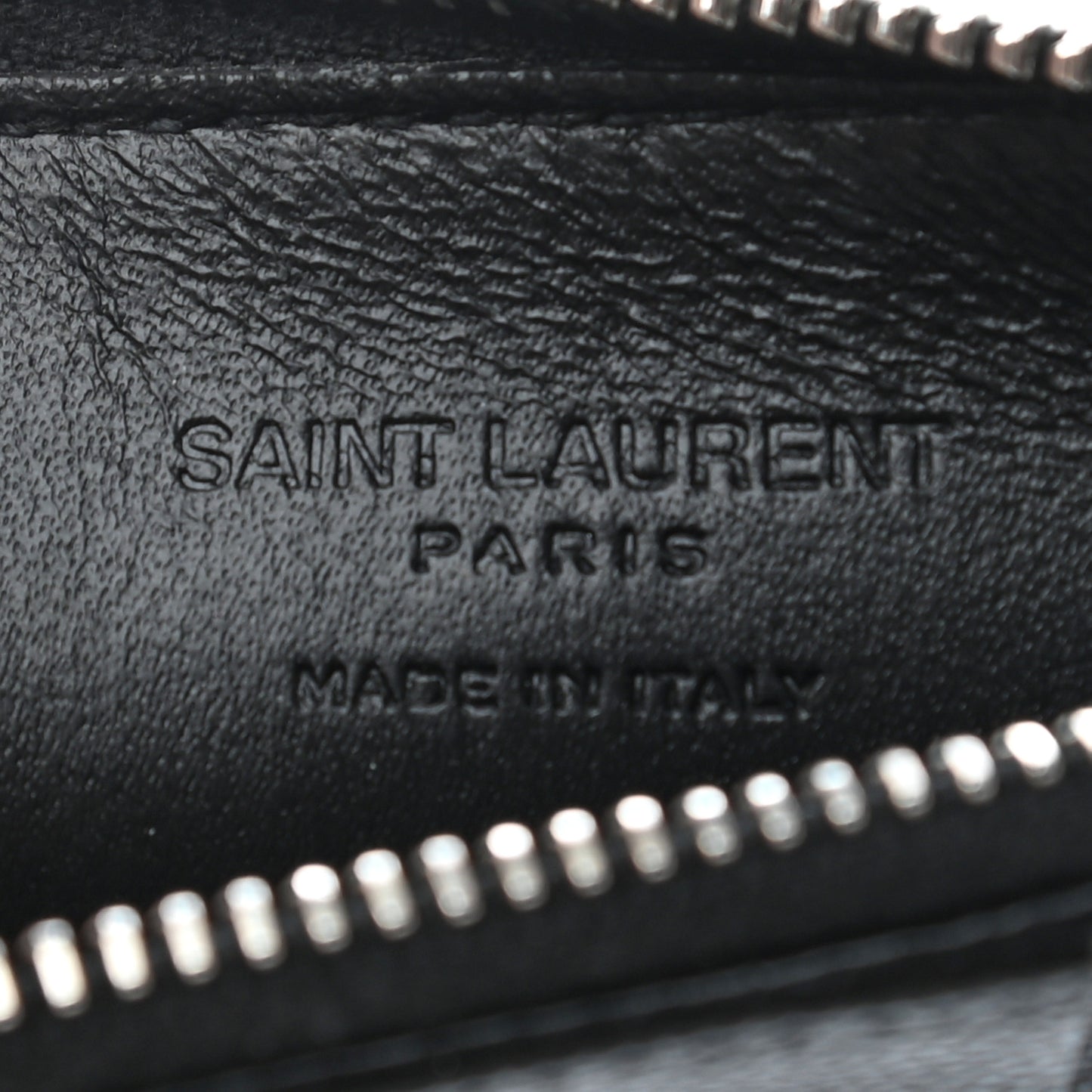 Grained Calfskin 5 Fragments Zip Pouch Card Holder Black