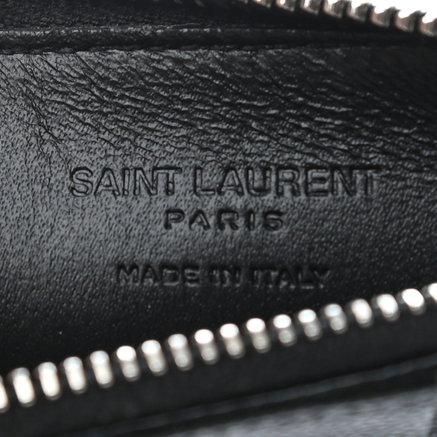 Saint Laurent Grained Calfskin 5 Fragments Zip Pouch Card Holder Black 7 of 8