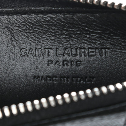 Saint Laurent Grained Calfskin 5 Fragments Zip Pouch Card Holder Black 7 of 8
