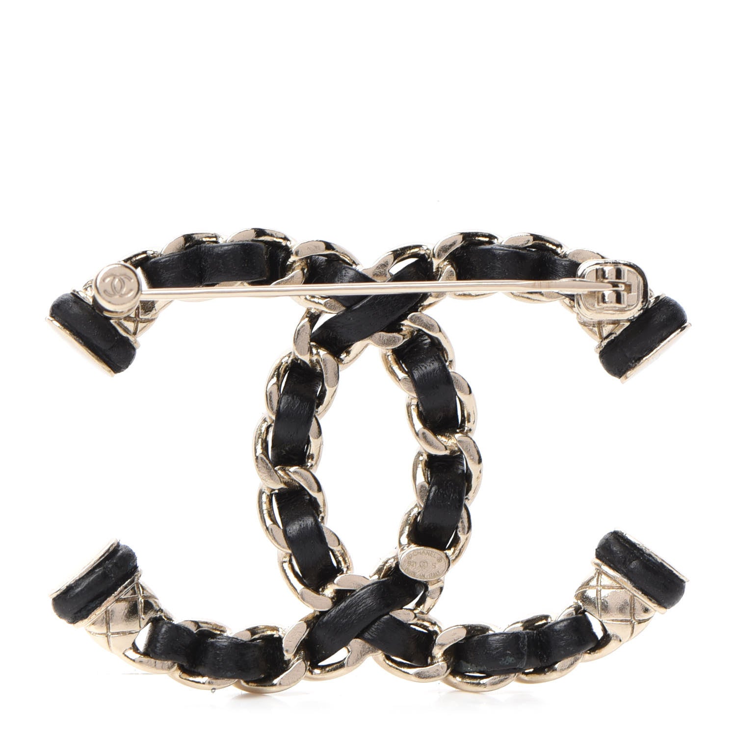 Chanel Lambskin Chain CC Brooch Black Gold 3 of 4