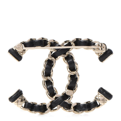 Chanel Lambskin Chain CC Brooch Black Gold 3 of 4