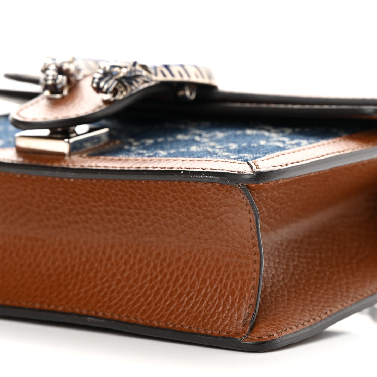 New Denim GG Monogram Dollar Calfskin Enamel Mini Dionysus Shoulder Bag Blue Tea Cuir Epilog Electric Blue