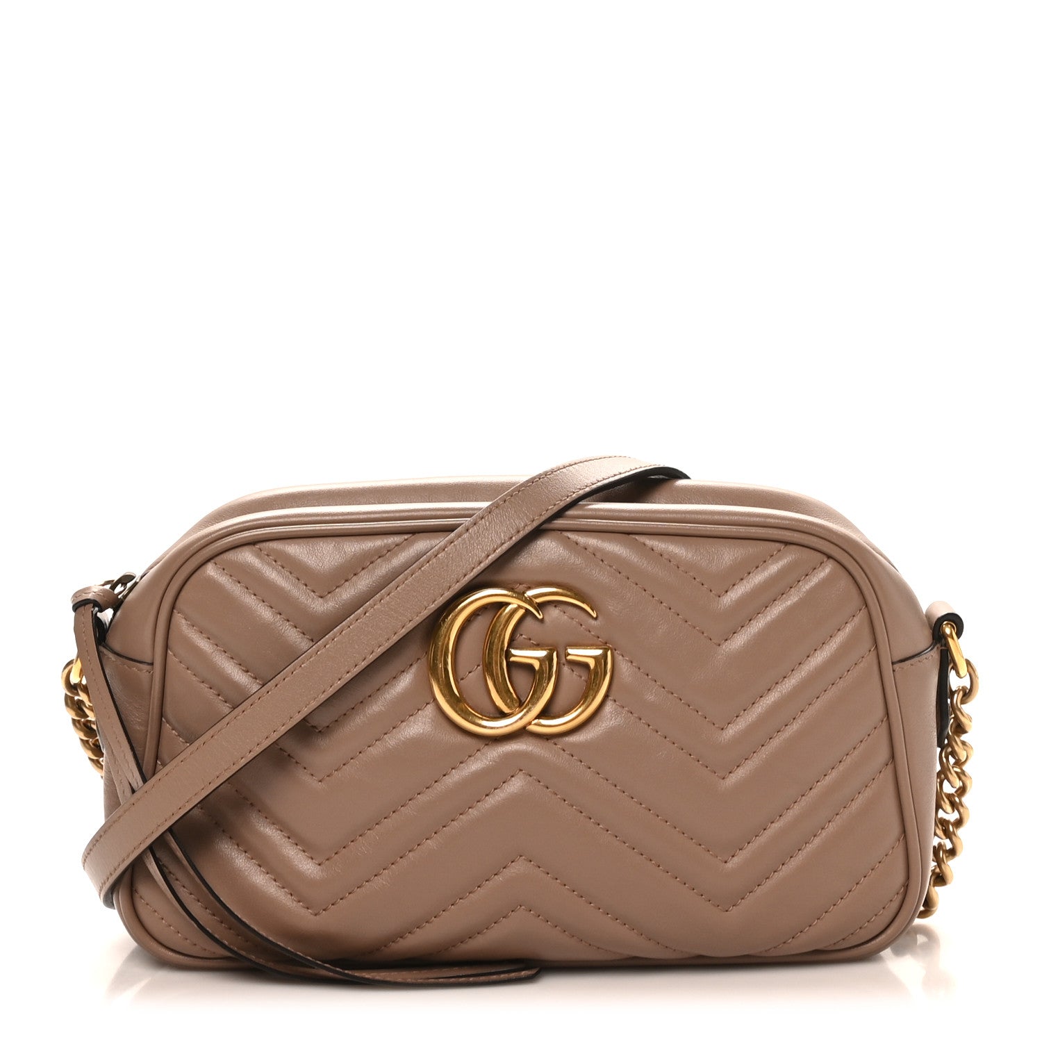 Gucci Calfskin Matelasse Small GG Marmont Chain Shoulder Bag Porcelain Rose 1 of 10