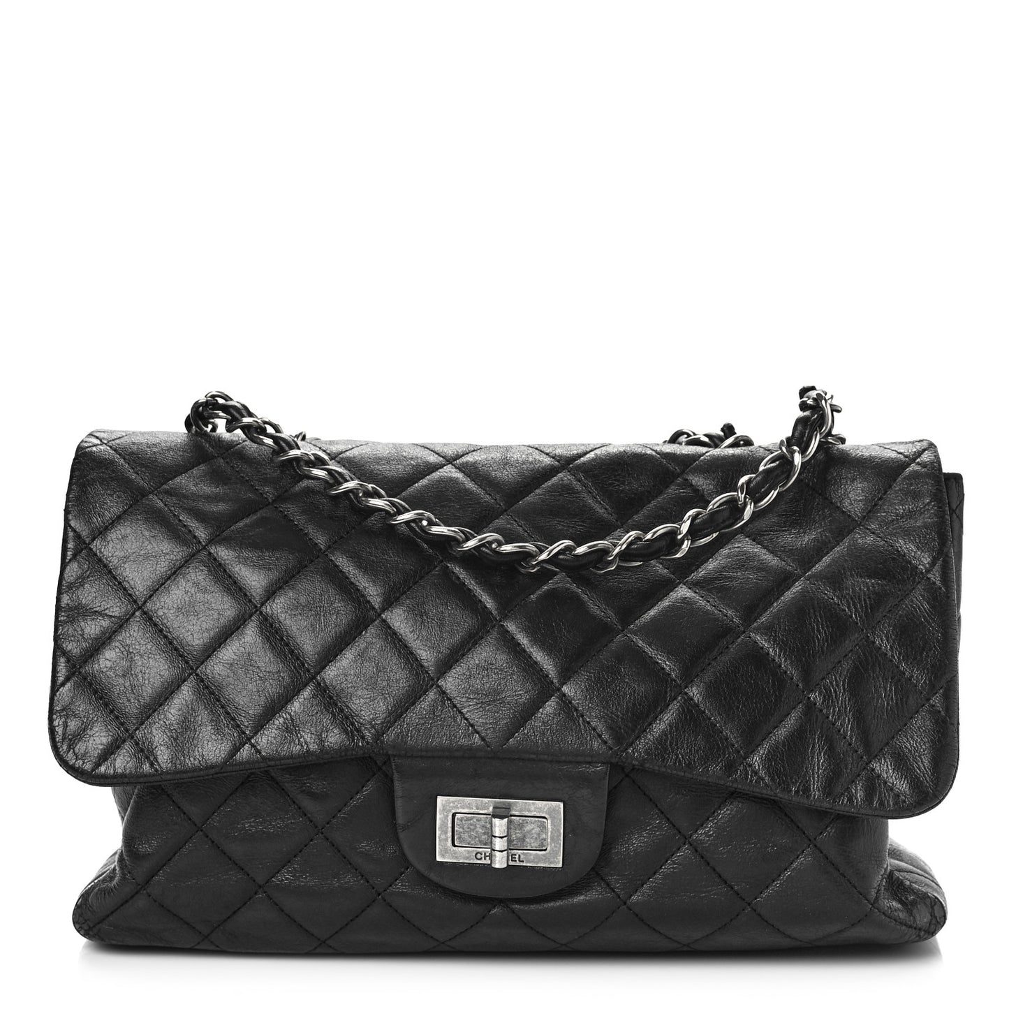 Washed Lambskin Quilted Jumbo Hybrid Reissue Flap Black