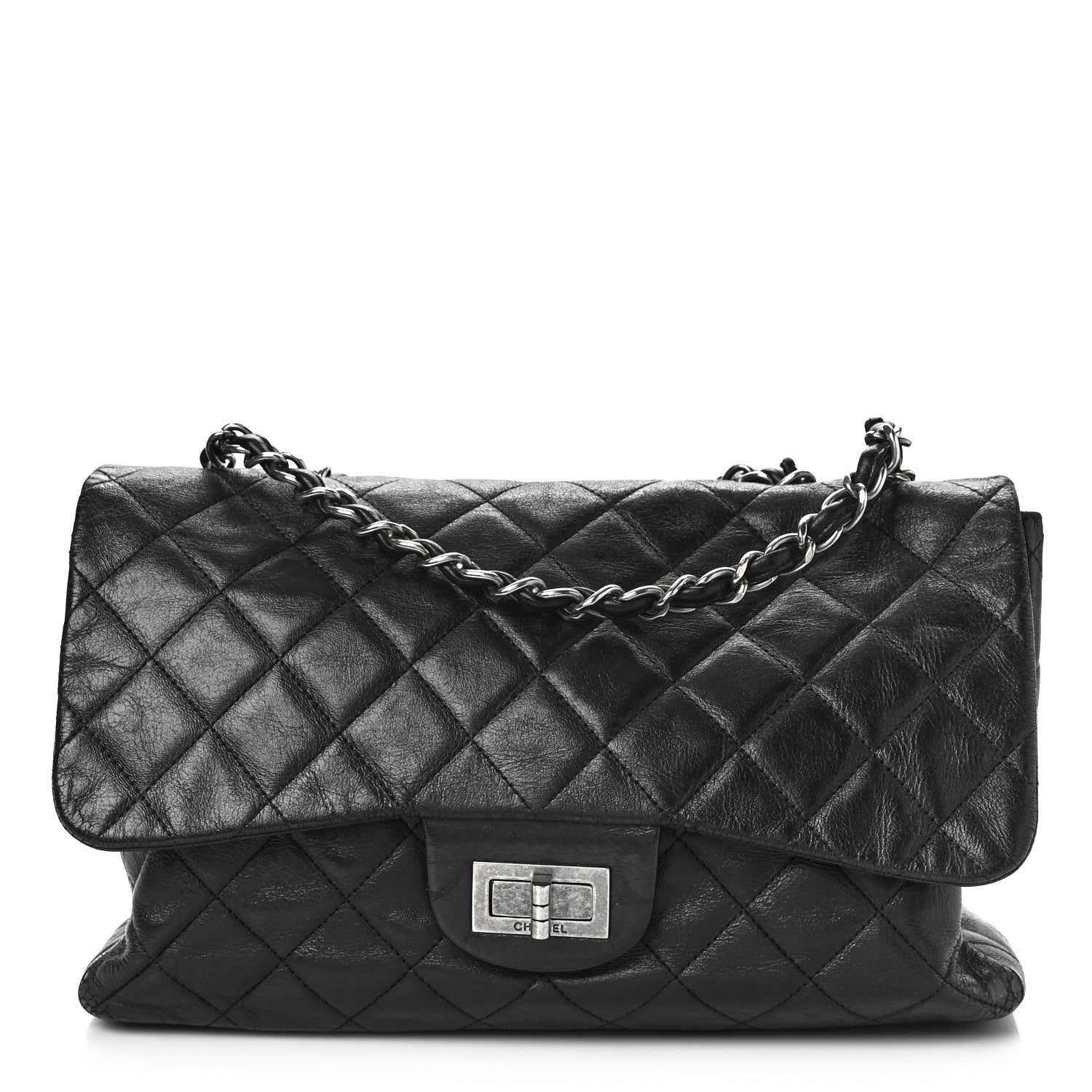 Chanel Washed Lambskin Quilted Jumbo Hybrid Reissue Flap Black 1 of 8