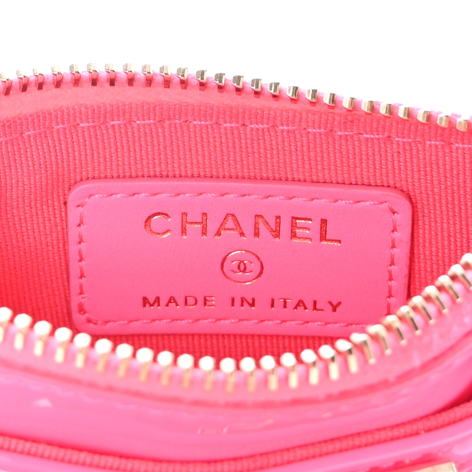 Chanel Patent Chevron Quilted Boy Zip Card Holder Neon Pink 6 of 7