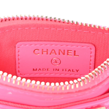 Chanel Patent Chevron Quilted Boy Zip Card Holder Neon Pink 6 of 7