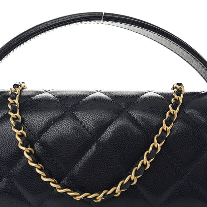 Chanel Shiny Caviar Quilted Mini Top Handle Flap Navy Blue 8 of 11