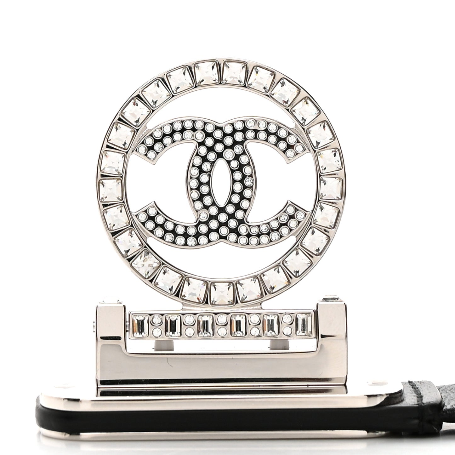 Lambskin Baguette Crystal CC Belt 90 36 Black