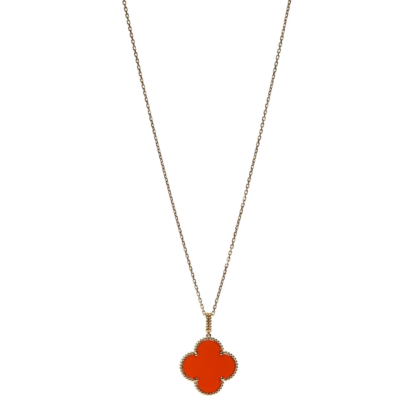 18K Yellow Gold Carnelian Magic Alhambra Long Necklace