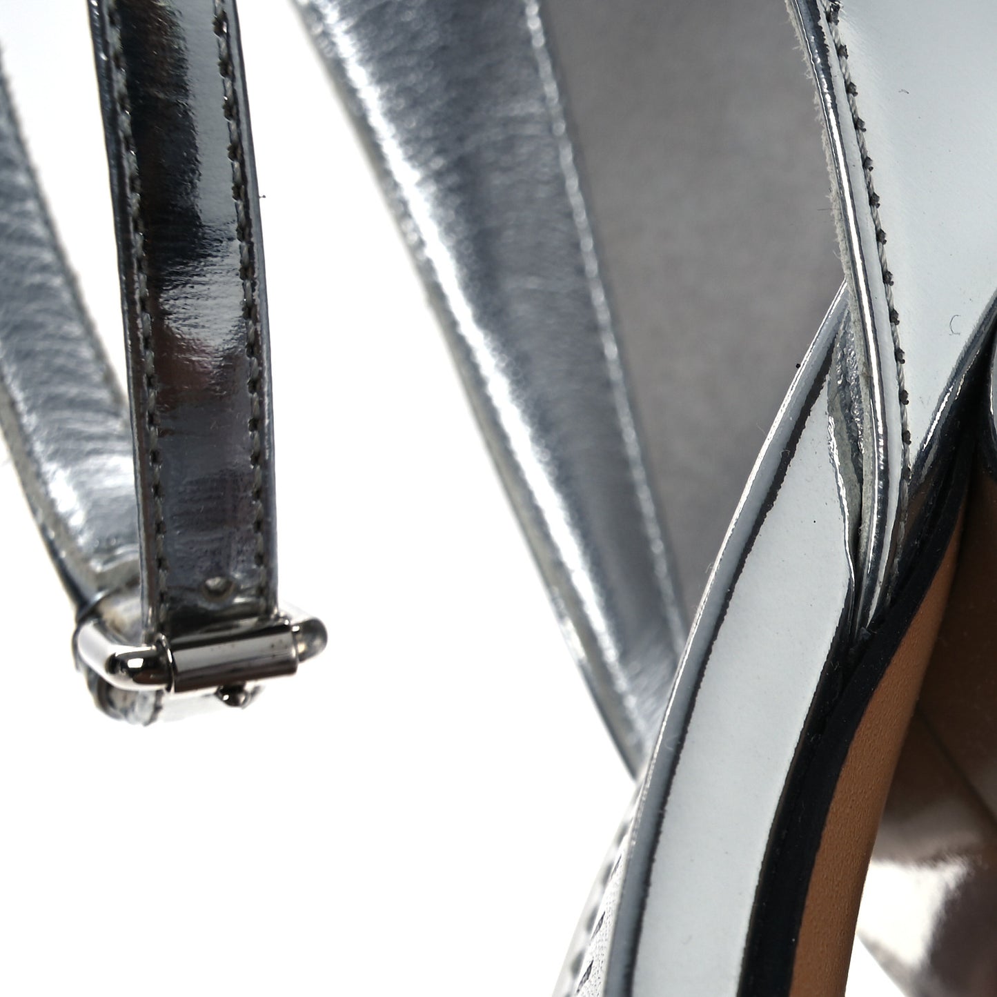 Metallic Calfskin Fame Platform Sandals 38 Argent