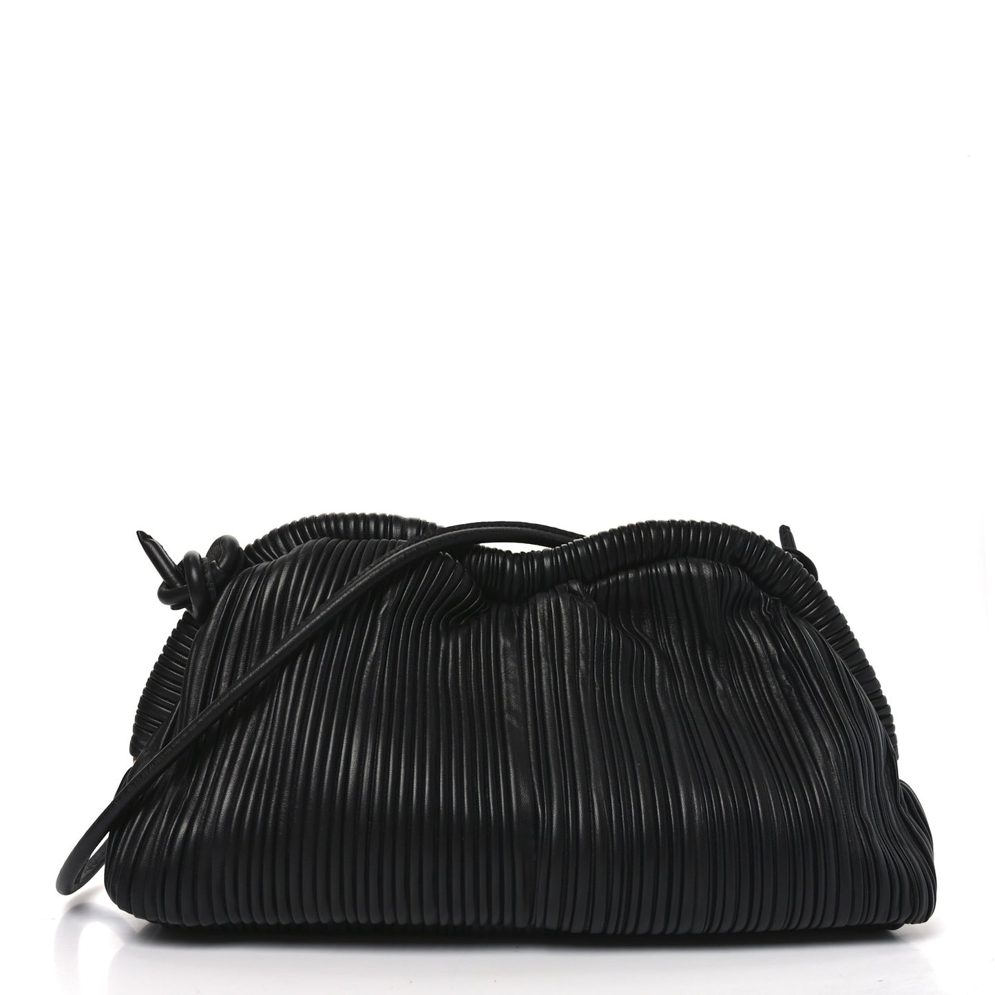 Lambskin Pleated Cloud Oversized Clutch Black