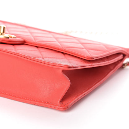 Chanel Lambskin Quilted Large Pearl Chain Flap Bag Red 10 of 10