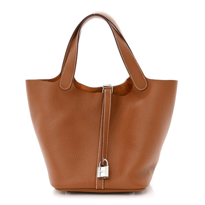Hermes Taurillon Clemence Picotin Lock 22 MM Gold 1 of 11