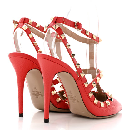 Valentino Garavani Pebbled Calfskin Rockstud Ankle Strap 100mm Pumps 37 Rock Pink 4 of 10