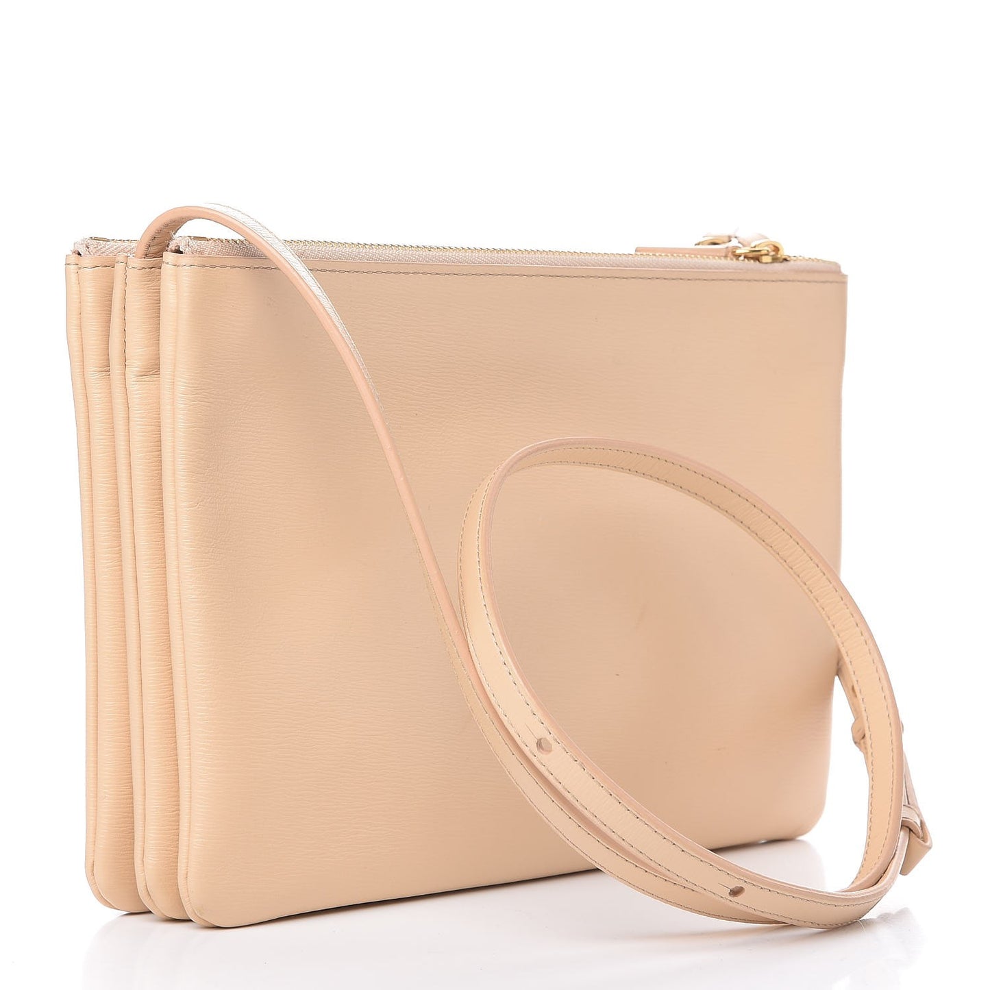 Liege Calfskin Large Trio Crossbody Bag Nude