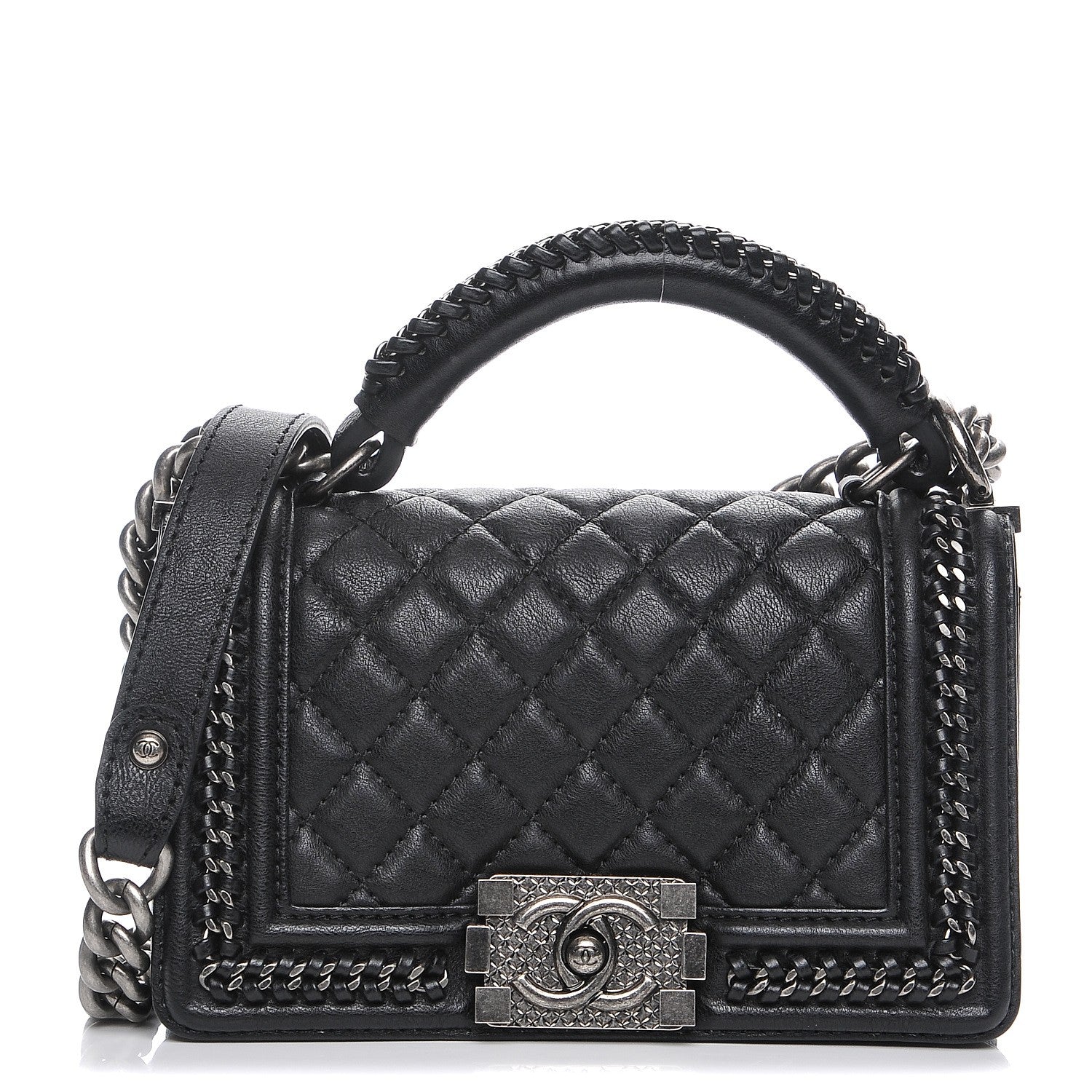 Chanel Calfskin Quilted Small Boy Handle Flap Black 1 of 9