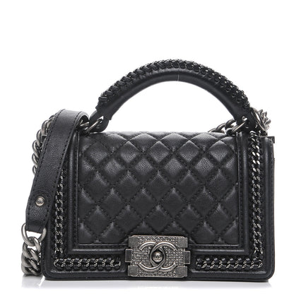 Chanel Calfskin Quilted Small Boy Handle Flap Black 1 of 9
