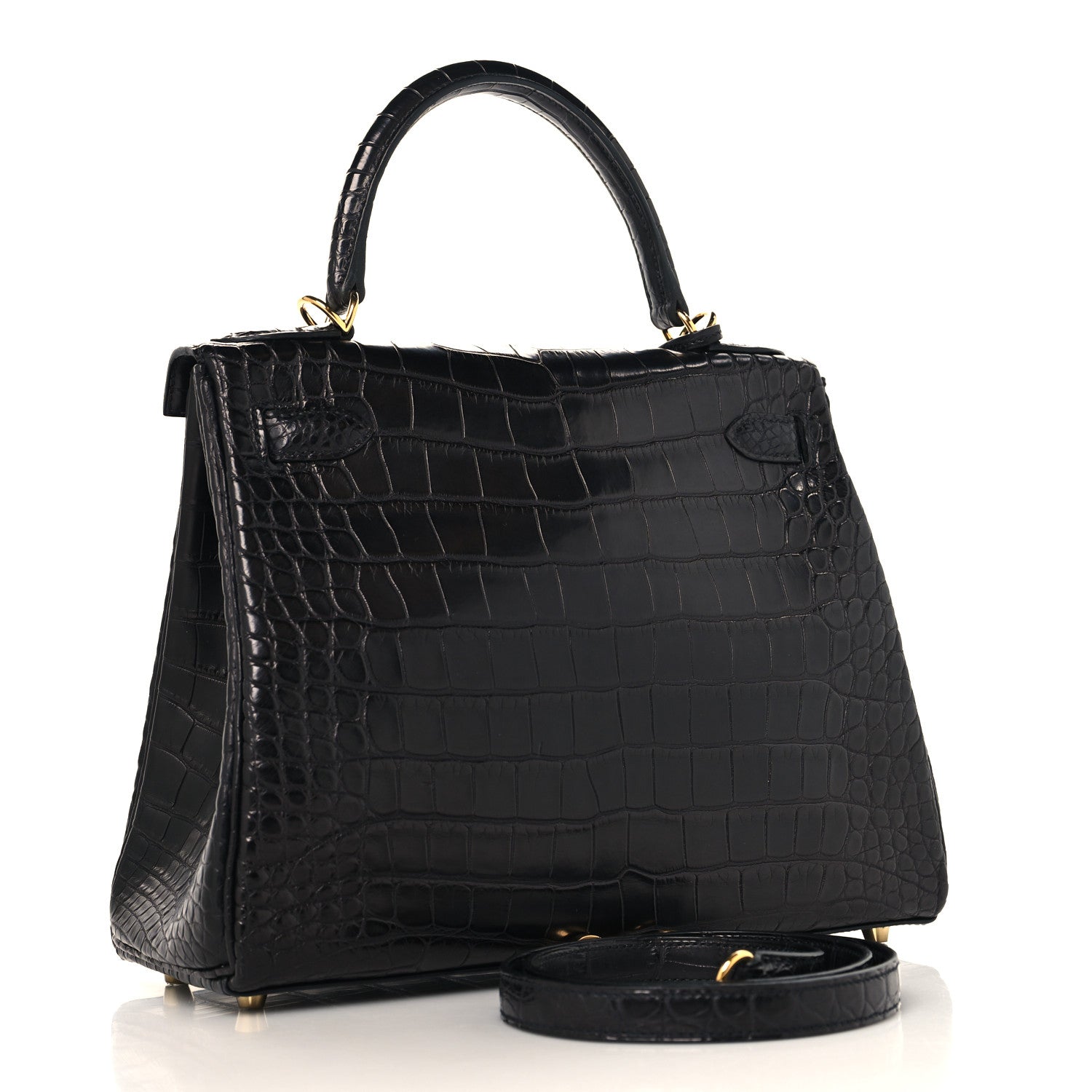 Hermes Matte Alligator Kelly Retourne 28 Black 1856632 – FASHIONPHILE