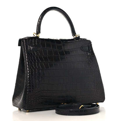 Hermes Matte Alligator Kelly Retourne 28 Black 3 of 11