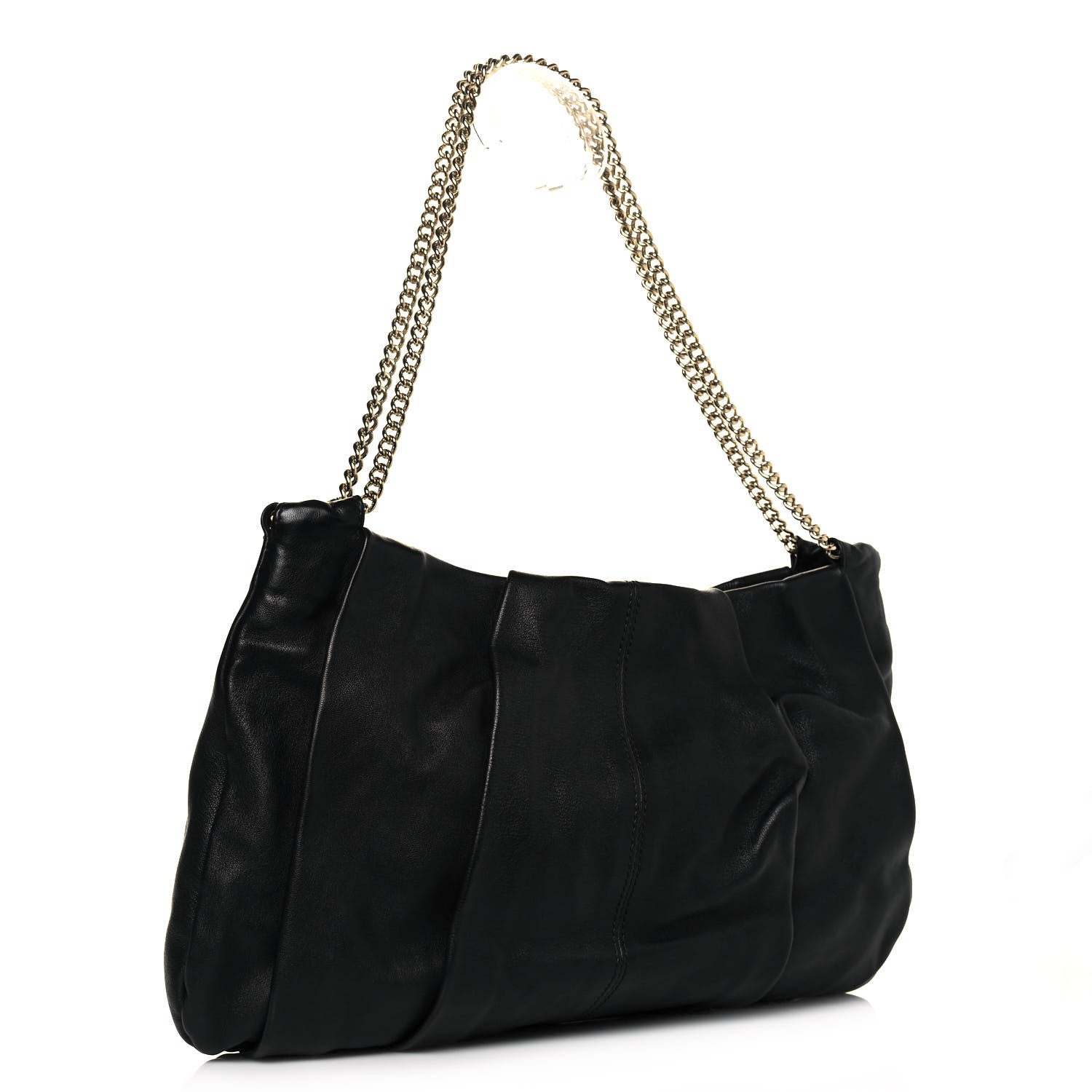 Christian Louboutin Calfskin Pleated Chain Hobo Black 3 of 12