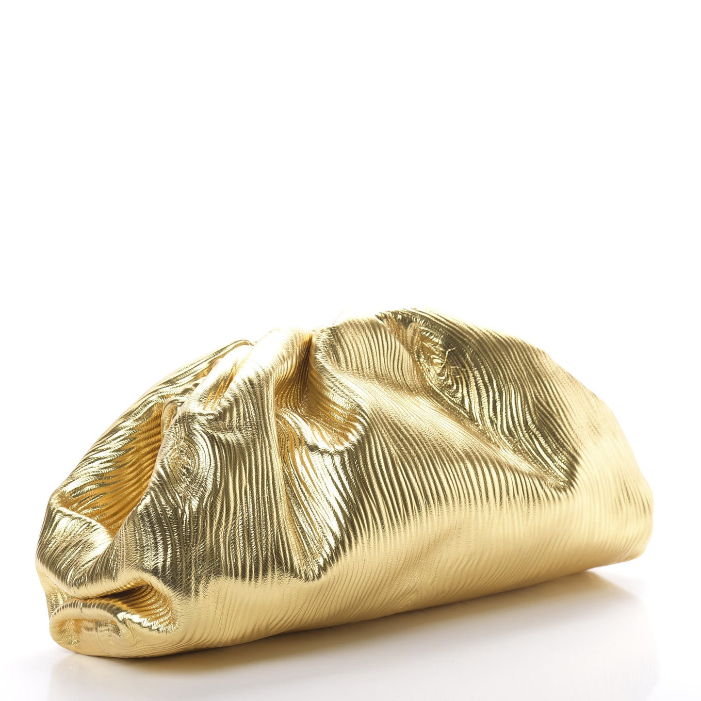Metallic Bark Calfskin Embossed The Pouch Oversized Clutch Oro