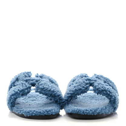 Hermes Woolskin Oran Sandals 41 Bleu 2 of 8