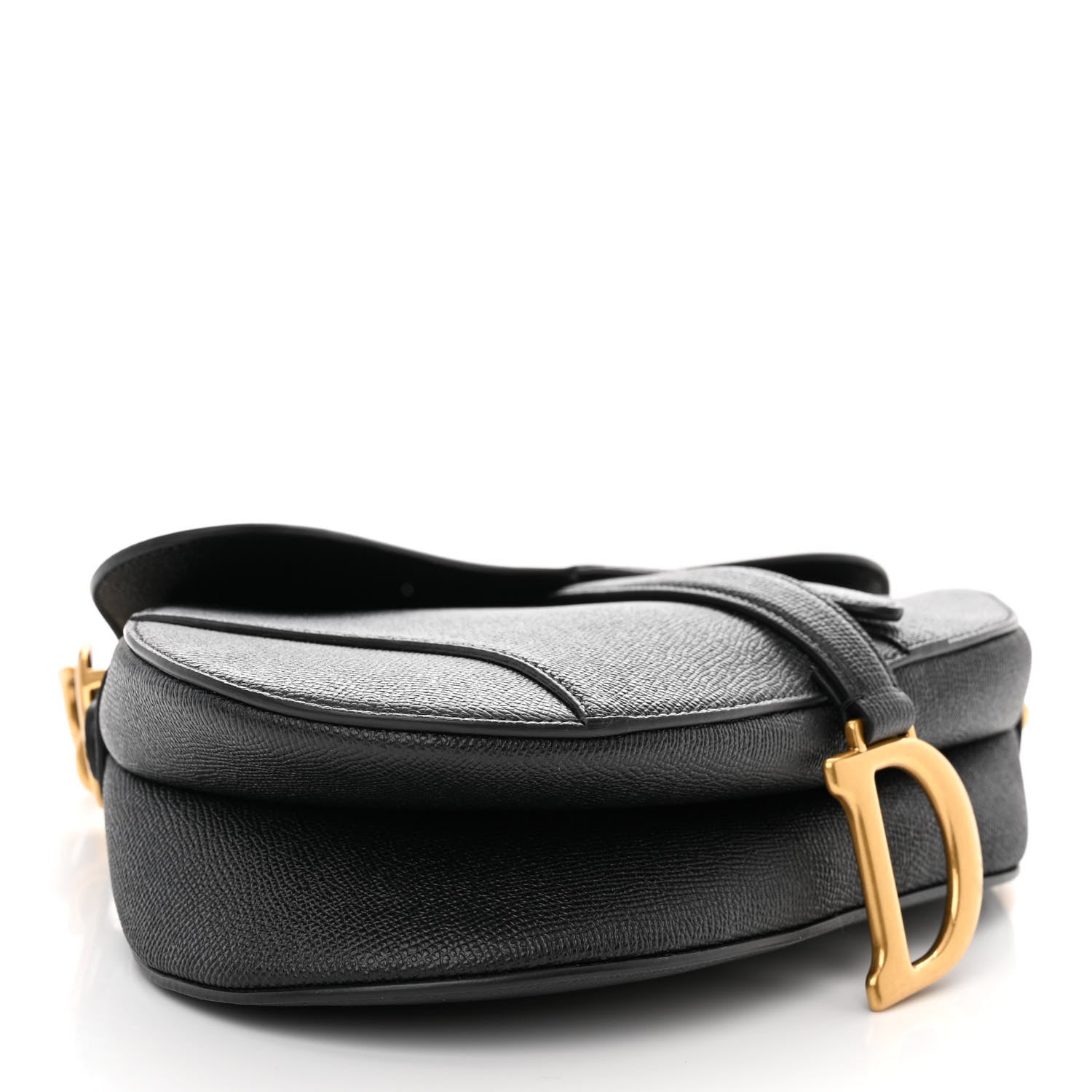 Christian Dior Grained Calfskin Saddle Bag With Strap Black 4 of 11
