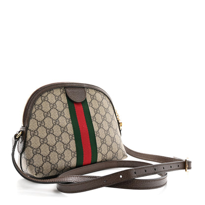 Gucci GG Supreme Monogram Textured Dollar Calfskin Web Small Ophidia Dome Shoulder Bag Beige Ebony New Acero 3 of 10
