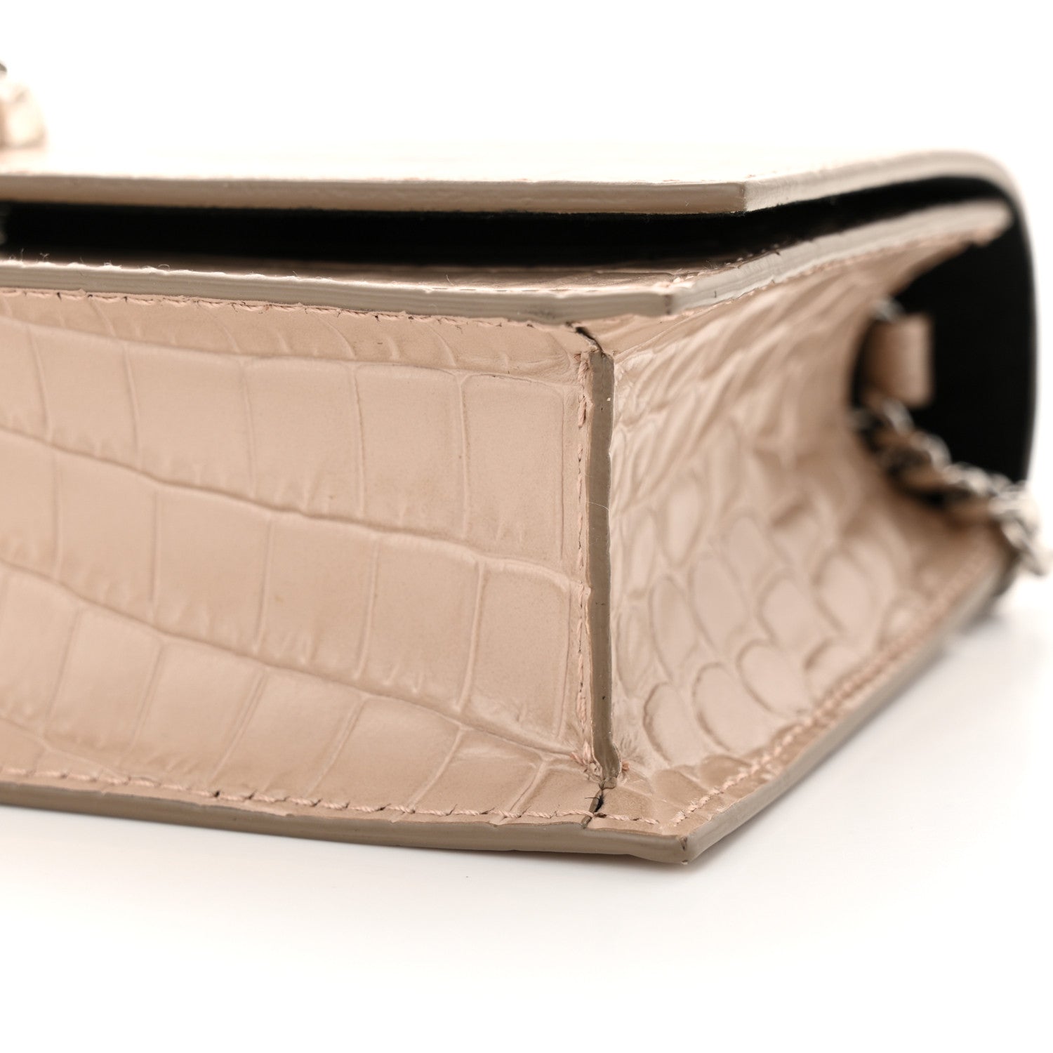 Alexander McQueen Calfskin Crocodile Embossed Skull Mini Crossbody Bag Beige 9 of 11