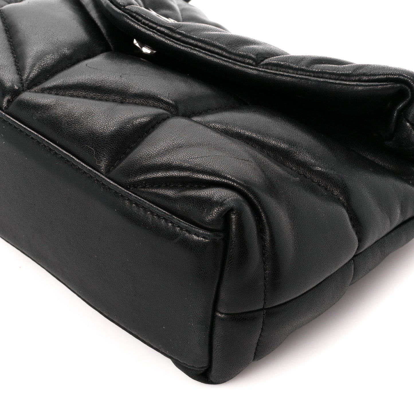 Lambskin Quilted Toy Loulou Puffer Monogram Chain Satchel Black