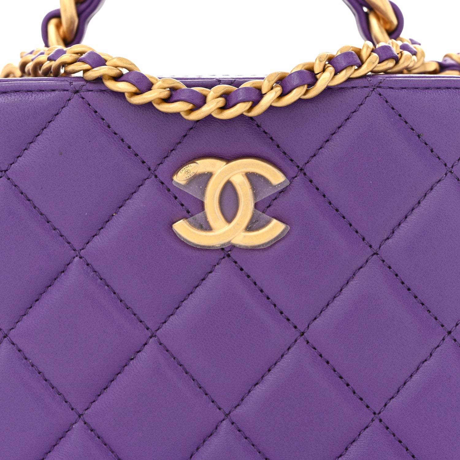 Chanel Lambskin Quilted Top Handle Small Vanity Case Purple 8 of 11