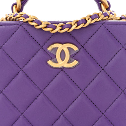 Chanel Lambskin Quilted Top Handle Small Vanity Case Purple 8 of 11