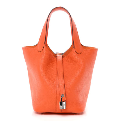 Hermes Taurillon Clemence Picotin Lock 18 PM Orange 1 of 10