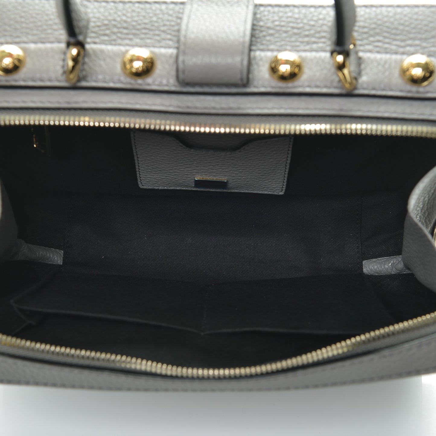 Drummed Calfskin Rosaria Shoulder Bag Grigio
