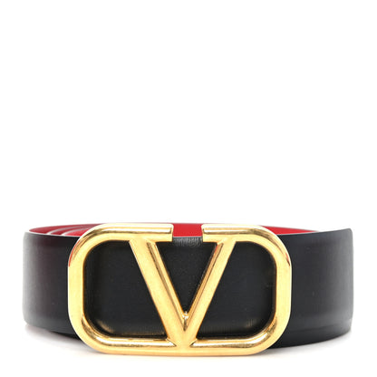 Valentino Garavani Glossy Calfskin VLogo Reversible 30mm Belt 95 38 Black Rouge Pur 1 of 5