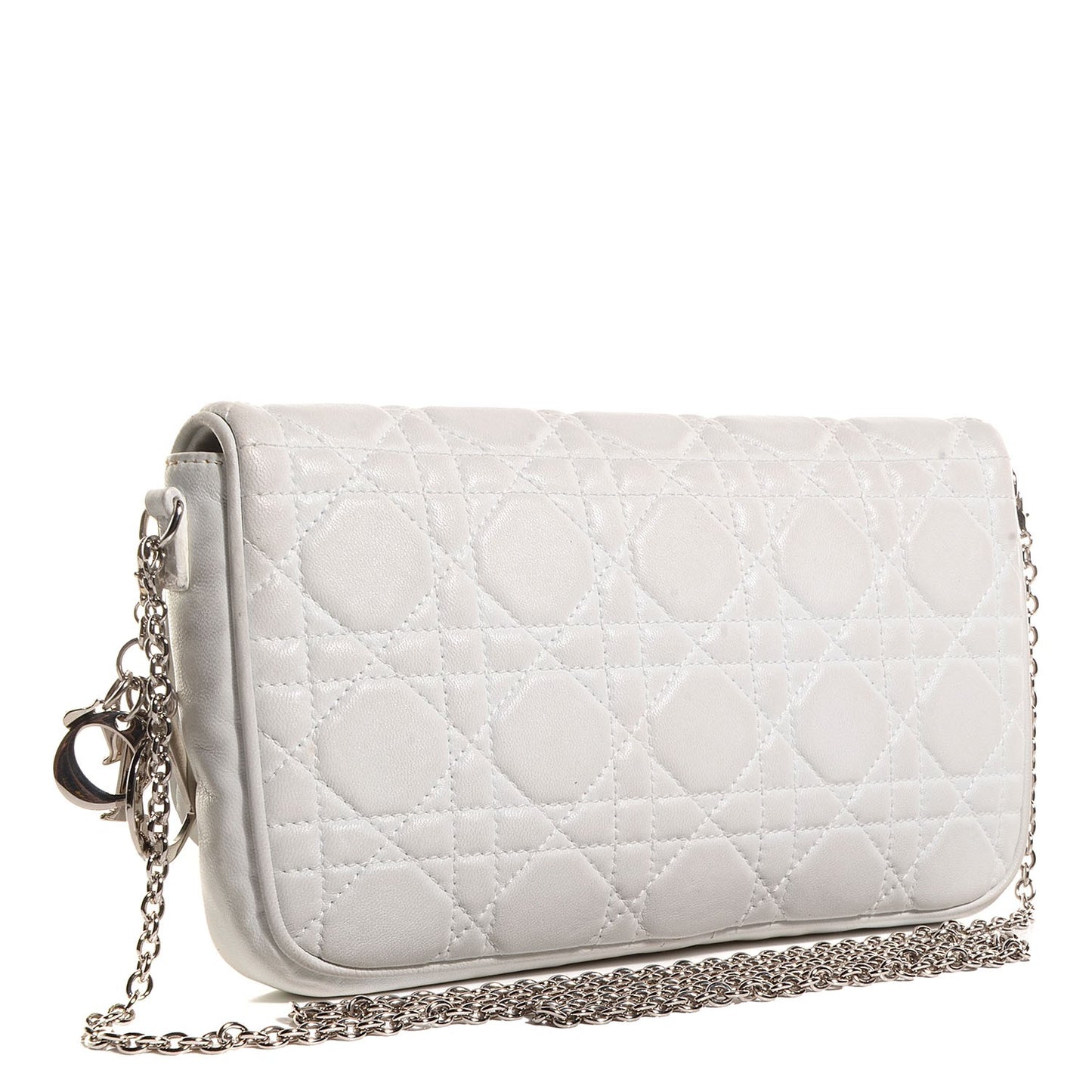Lambskin Cannage Lady Dior Pochette White