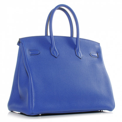 Hermes Togo Bi Color Horseshoe Birkin 35 Bleu Electrique and Iris 3 of 10