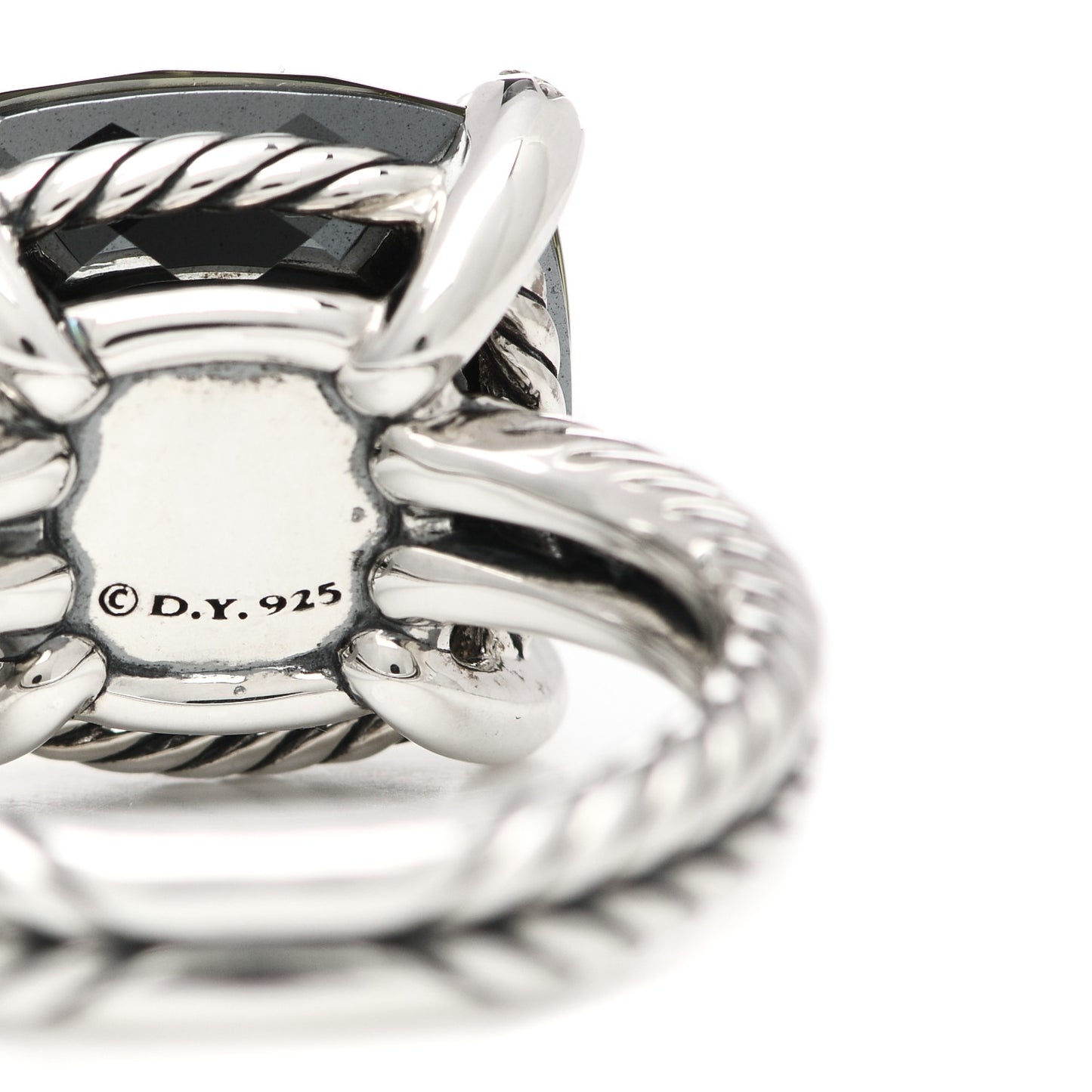 Sterling Silver Diamond Green Orchid 14mm Chatelaine Ring 54 6.75