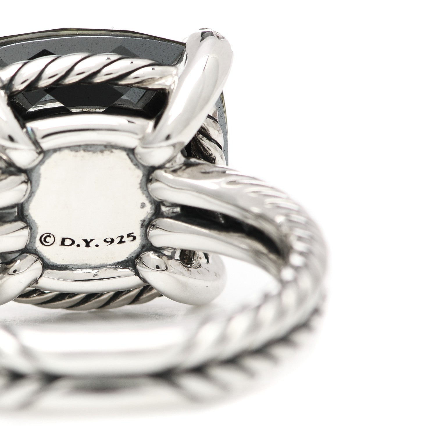 David Yurman Sterling Silver Diamond Green Orchid 14mm Chatelaine Ring 54 6.75 5 of 5