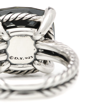 David Yurman Sterling Silver Diamond Green Orchid 14mm Chatelaine Ring 54 6.75 5 of 5
