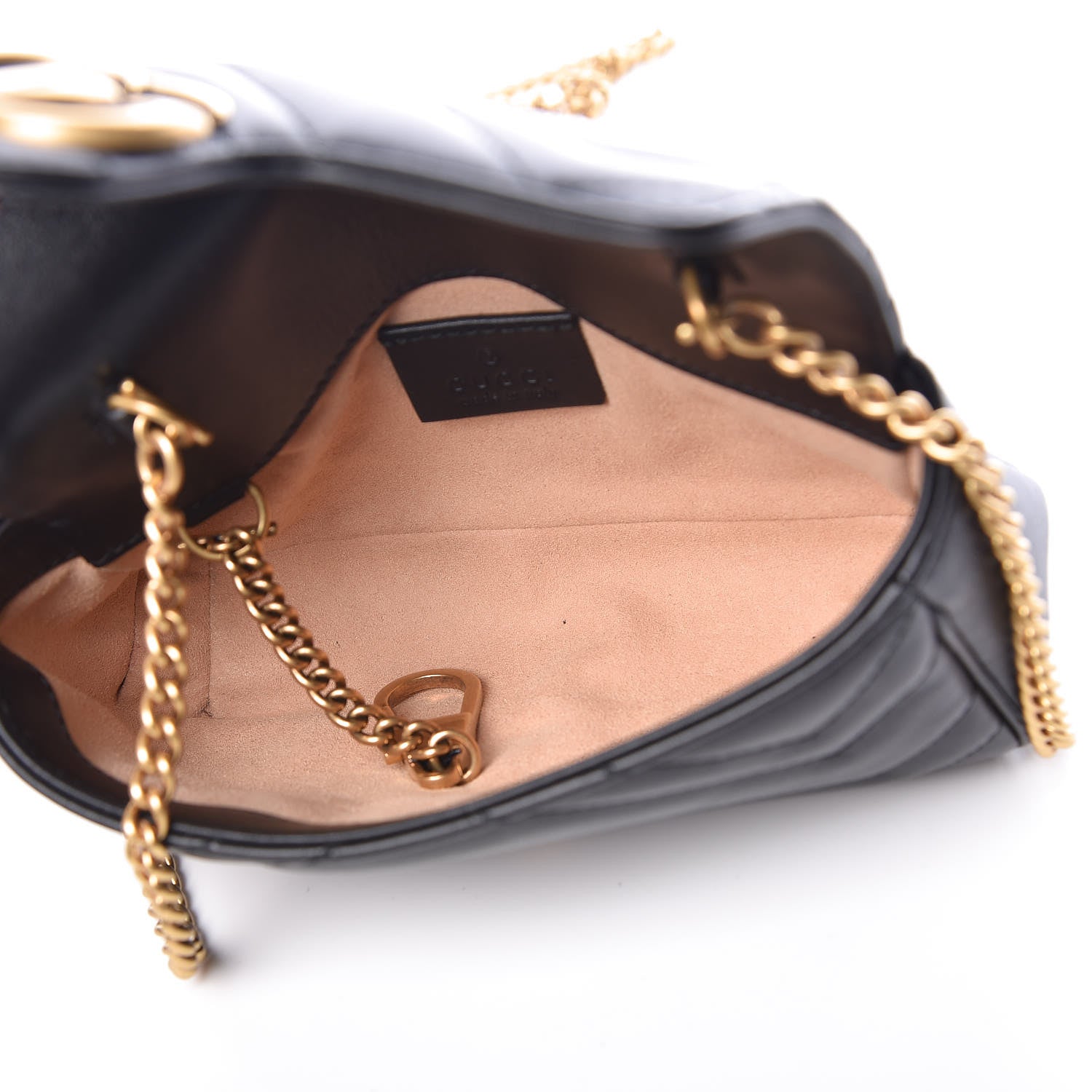 Gucci Calfskin Matelasse Super Mini GG Marmont Shoulder Bag Black 5 of 10